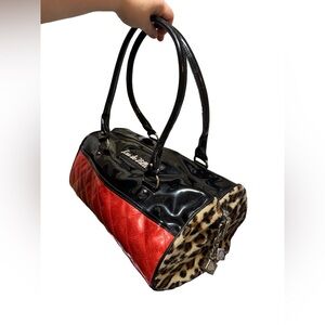 Lux De Ville candy Red Bubbly Sparkle Atomic barrel shape Tote X-large w/silver